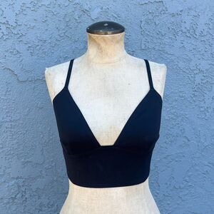 Free People Sage Longline Neo Bralette - Black  Size Small activewear yoga